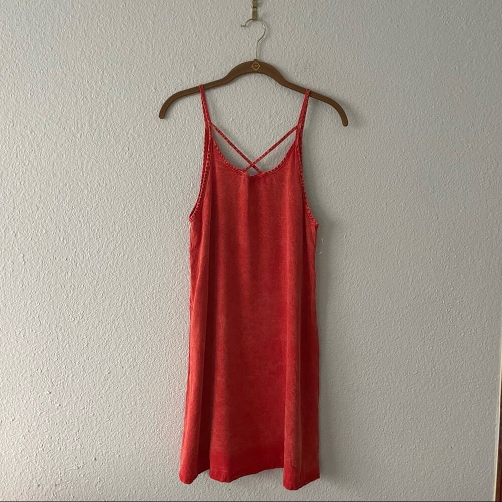 Project Social T Red Acid Wash Mini  Dress Orange NWOT Size XS